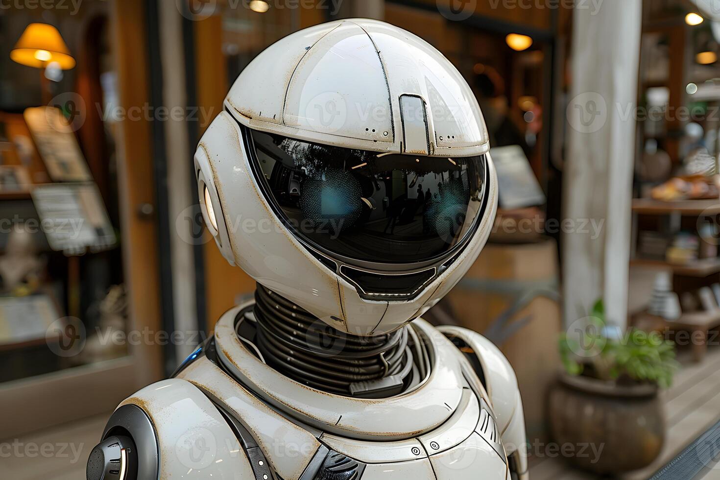Futuristic Robot in Urban Setting for Technology and Innovation Design photo