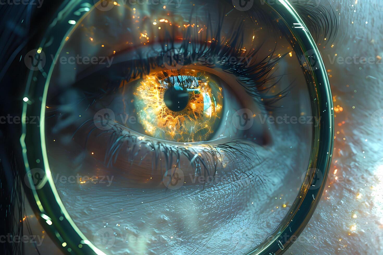 Futuristic Technology Concept Eye with Digital Interface for Innovation and Surveillance photo