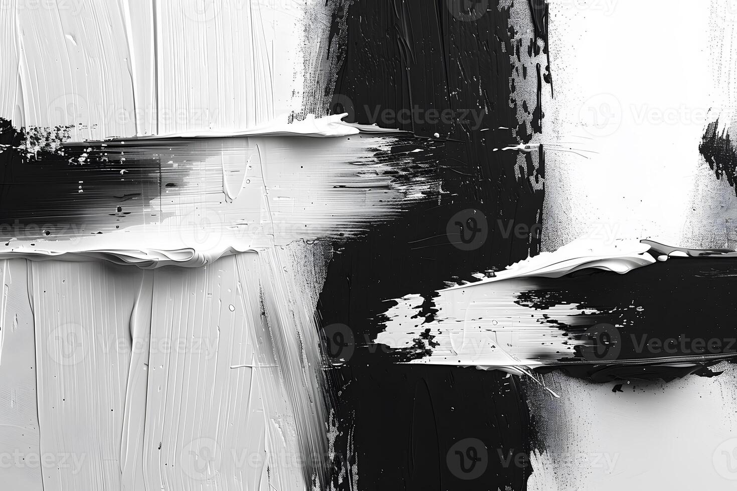 Monochrome Abstract Expressionism with Bold Black and White Brush Strokes photo