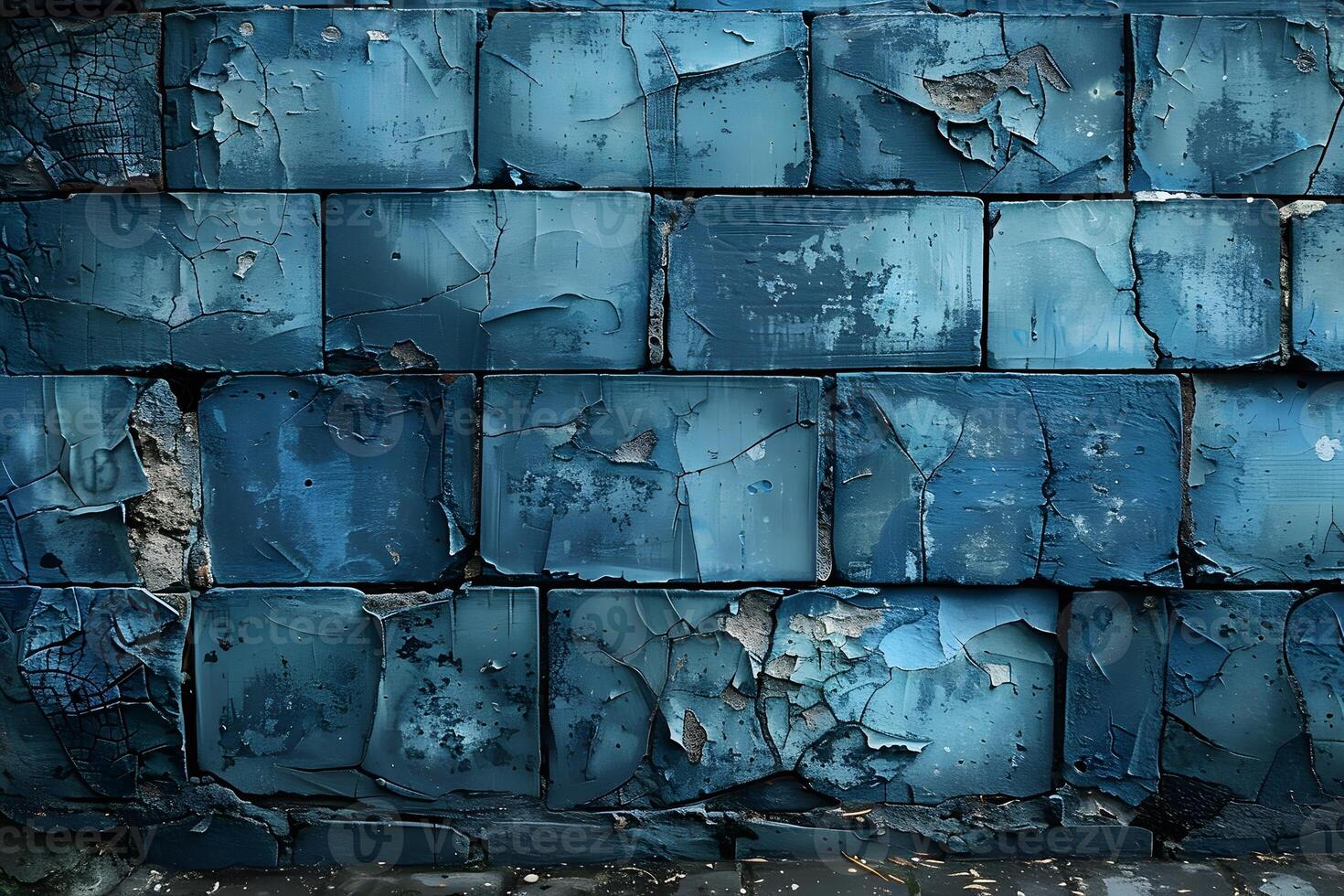 Rustic Aesthetic with Weathered Blue Brick Wall Texture for Design Use photo