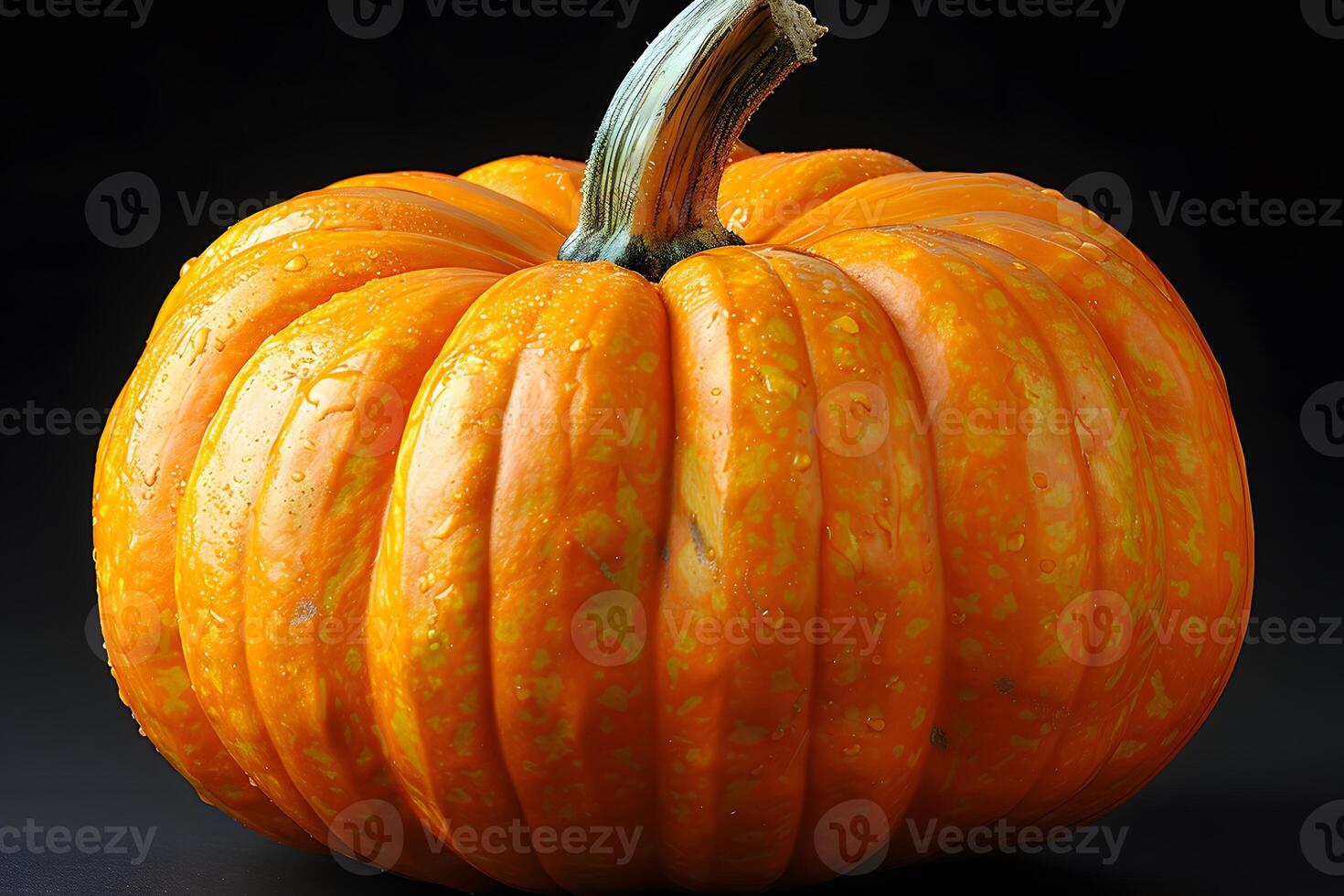 Vibrant Autumn Harvest Pumpkin on Dark Background for Seasonal Design photo