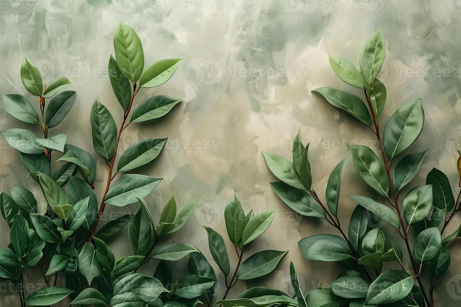 Tranquil Greenery on Textured Background for Nature-Themed Decor and Design photo