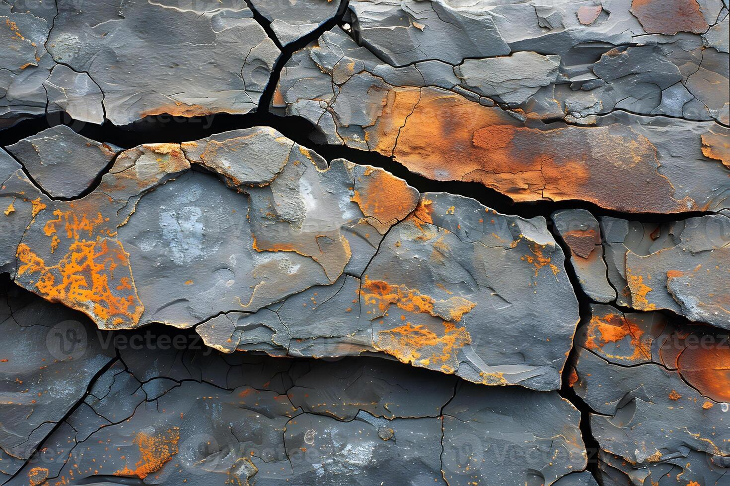 Textured Rock Surface with Natural Cracks and Rust Patterns for Background Design photo