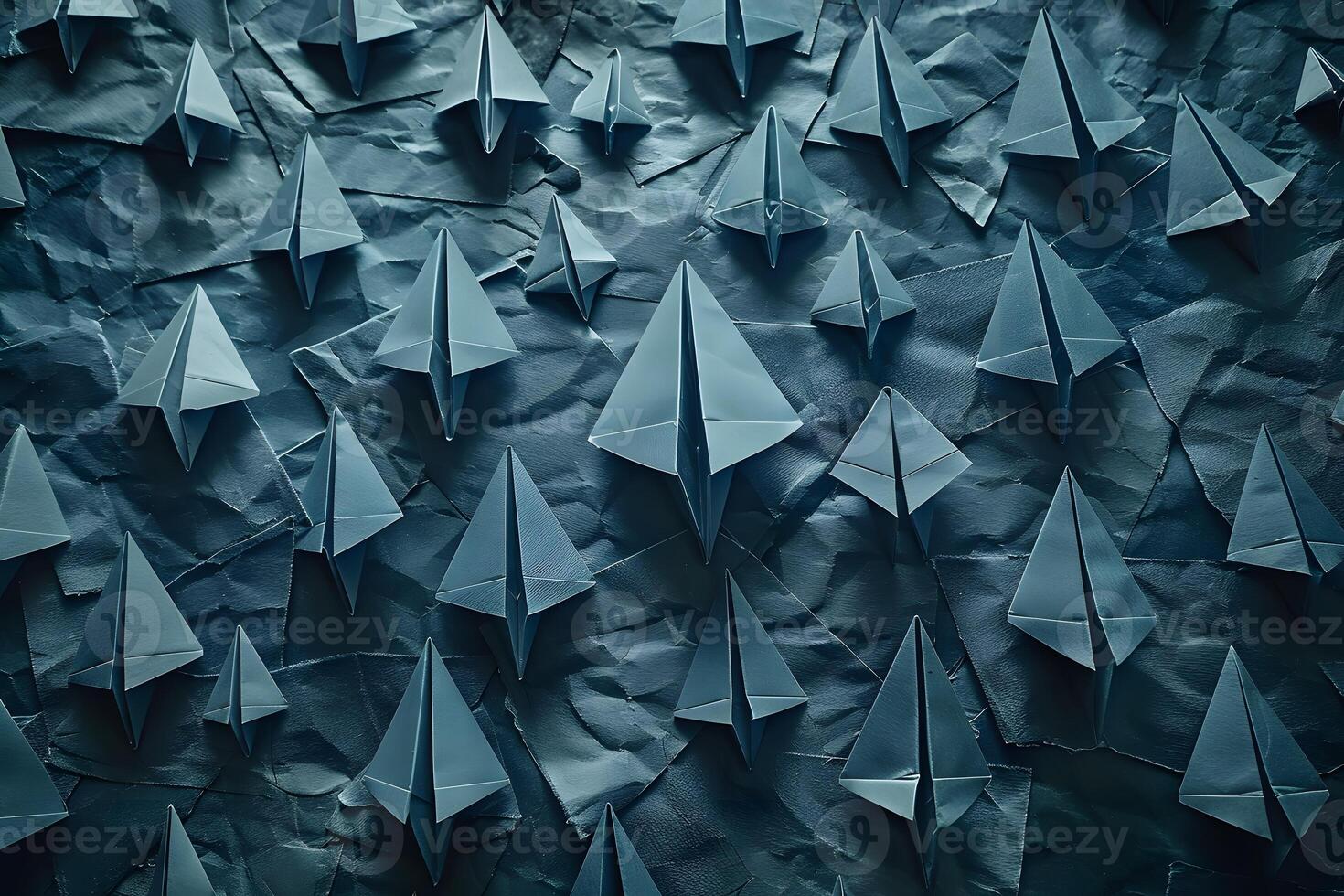 Origami Paper Boats on Crumpled Background for Artistic Design photo