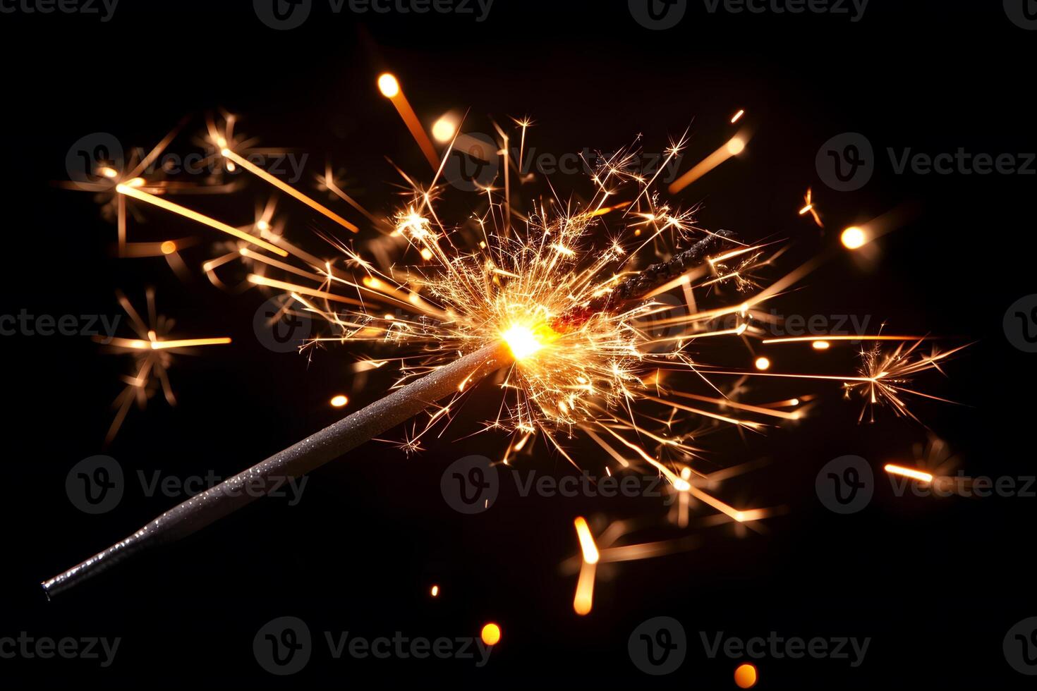 Vibrant Sparkler Burst Against Black Background for Celebration Themes photo