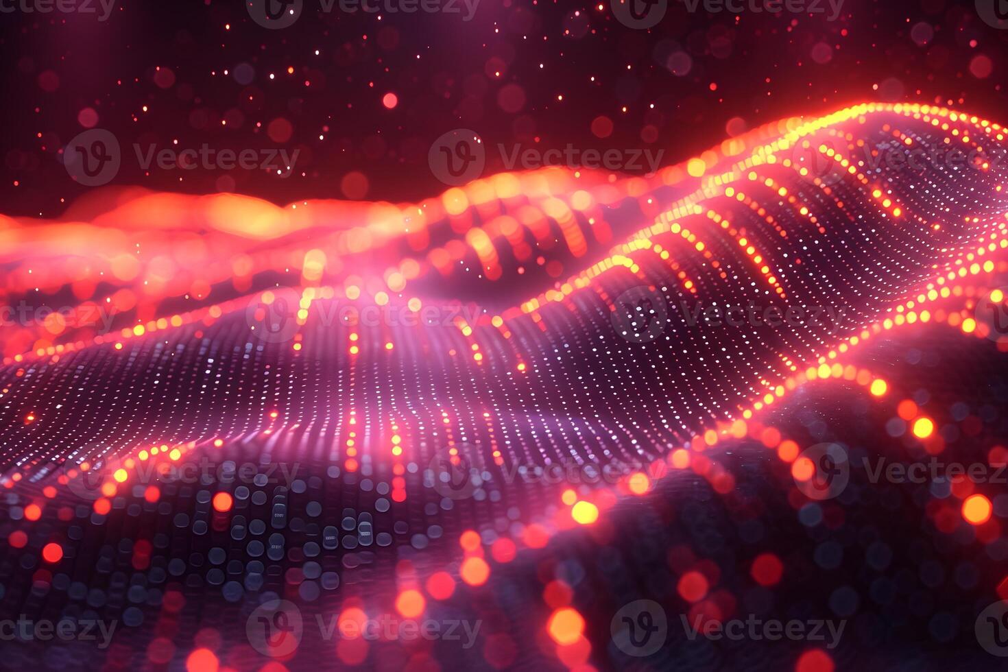 Abstract Digital Landscape with Glowing Red and Purple Dots for Technology and Design photo