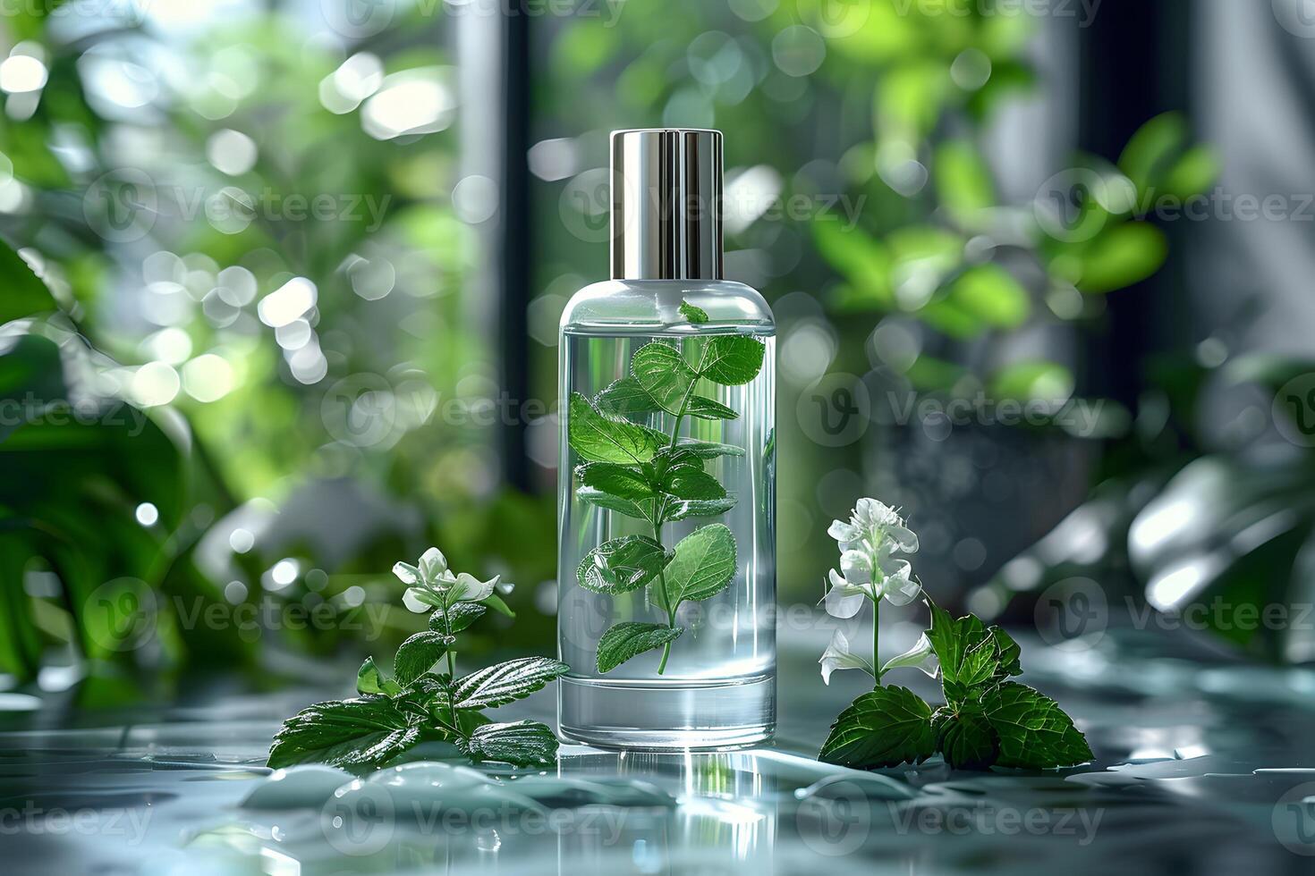 Refreshing Mint Essence Natural Aromatherapy in Elegant Bottle Design for Wellness and Relaxation photo