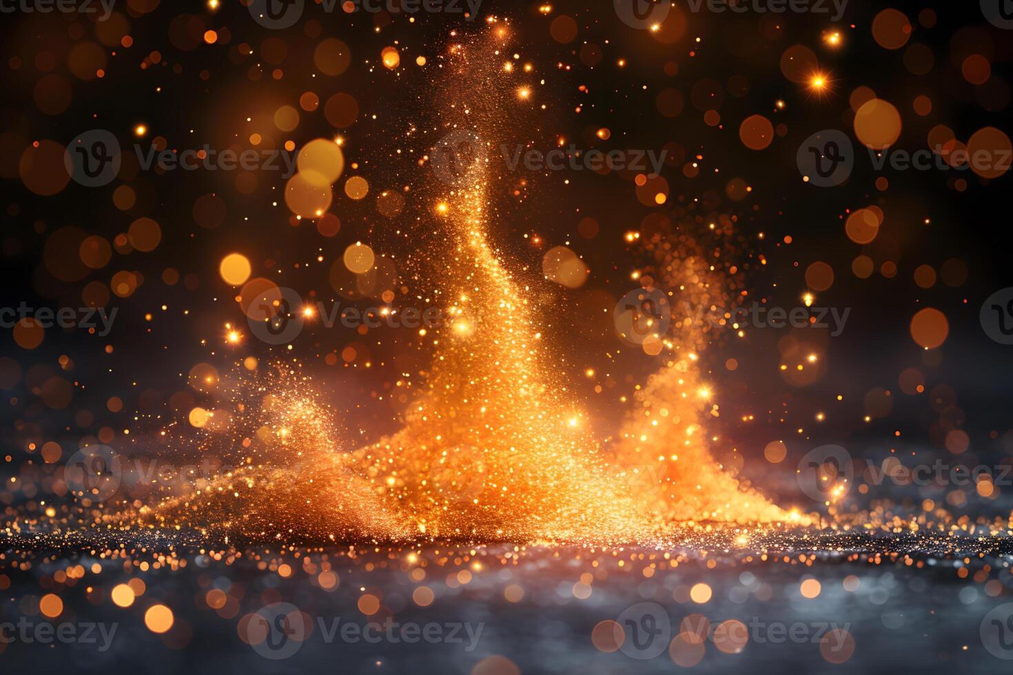 Sparkling Golden Dust Explosion for Festive and Magical Backgrounds in Design photo