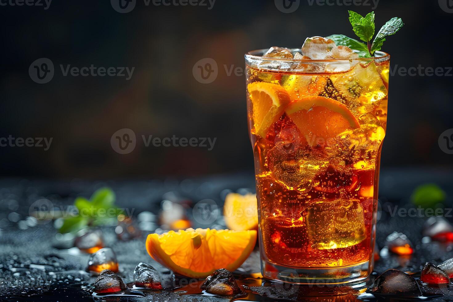Refreshing Iced Citrus Tea with Mint and Orange Slices for Summer photo