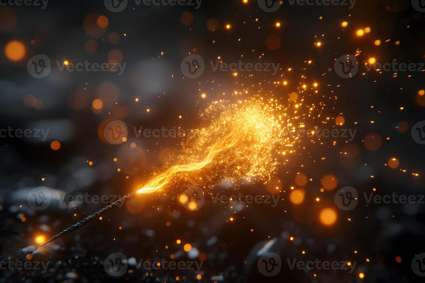 Sparkler Igniting Warm Glow on Dark Evening for Festive Celebrations photo