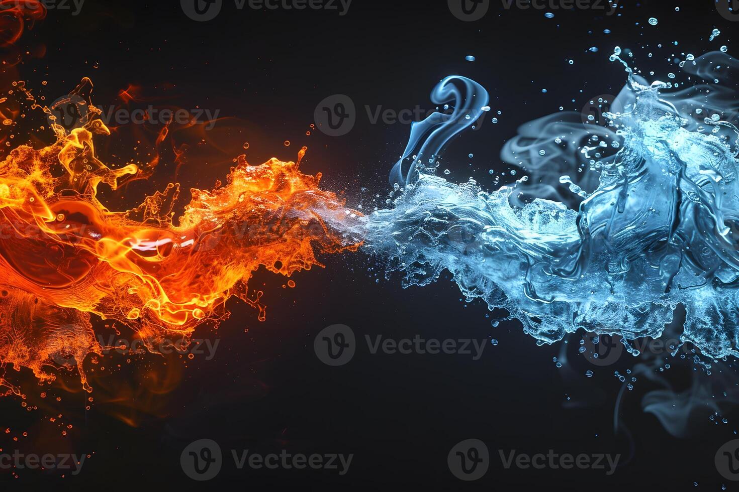 Dynamic Contrast of Fire and Water Elements for Creative Designs photo