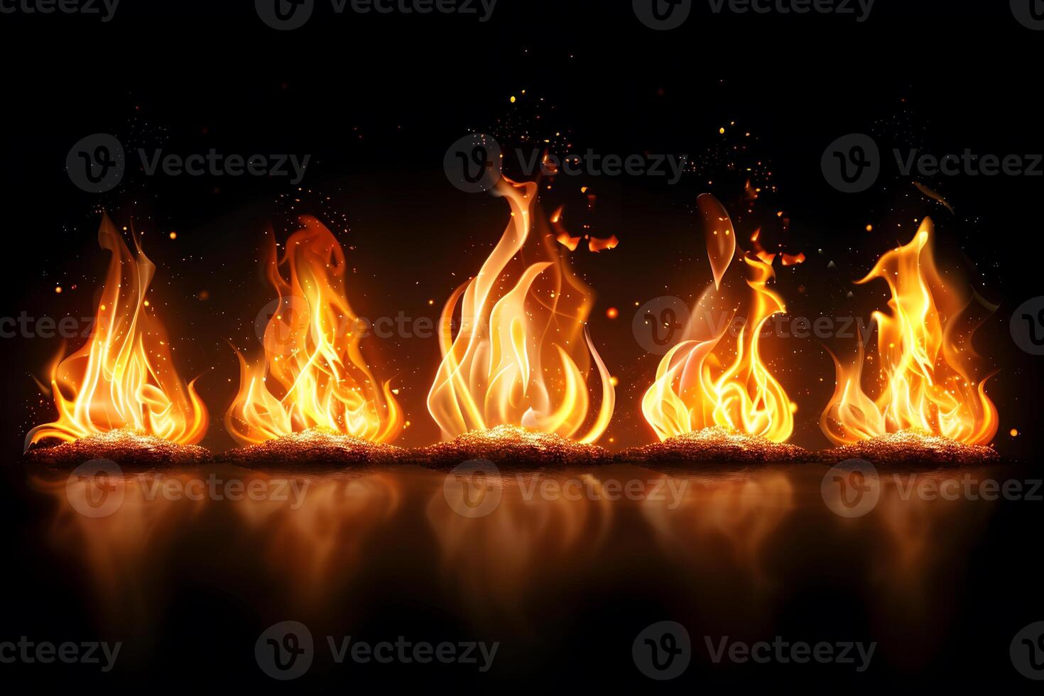 Vibrant Flames in a Dark Setting for Artistic Expression and Design photo