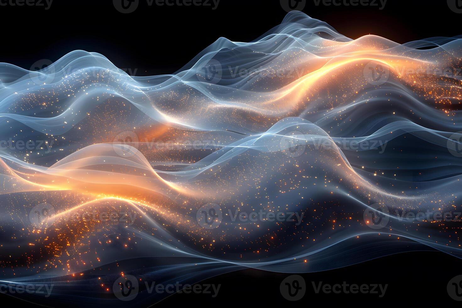 Abstract Digital Waves with Glowing Particles for Modern Design and Technology Concepts photo