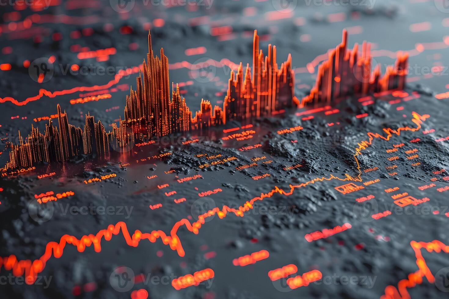 Futuristic Digital Financial Analysis with Red Graphs and Data Visualization photo