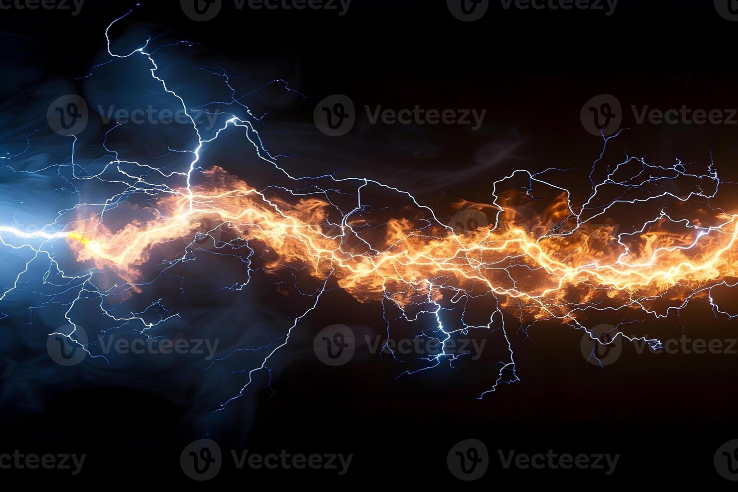 Dynamic Energy Clash in Abstract Light and Fire Design, Suitable for Digital Art and Posters photo