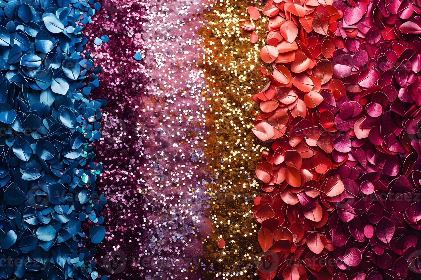 Colorful Abstract Art with Textured Layers of Glitter and Paper Shapes for Creative Design photo