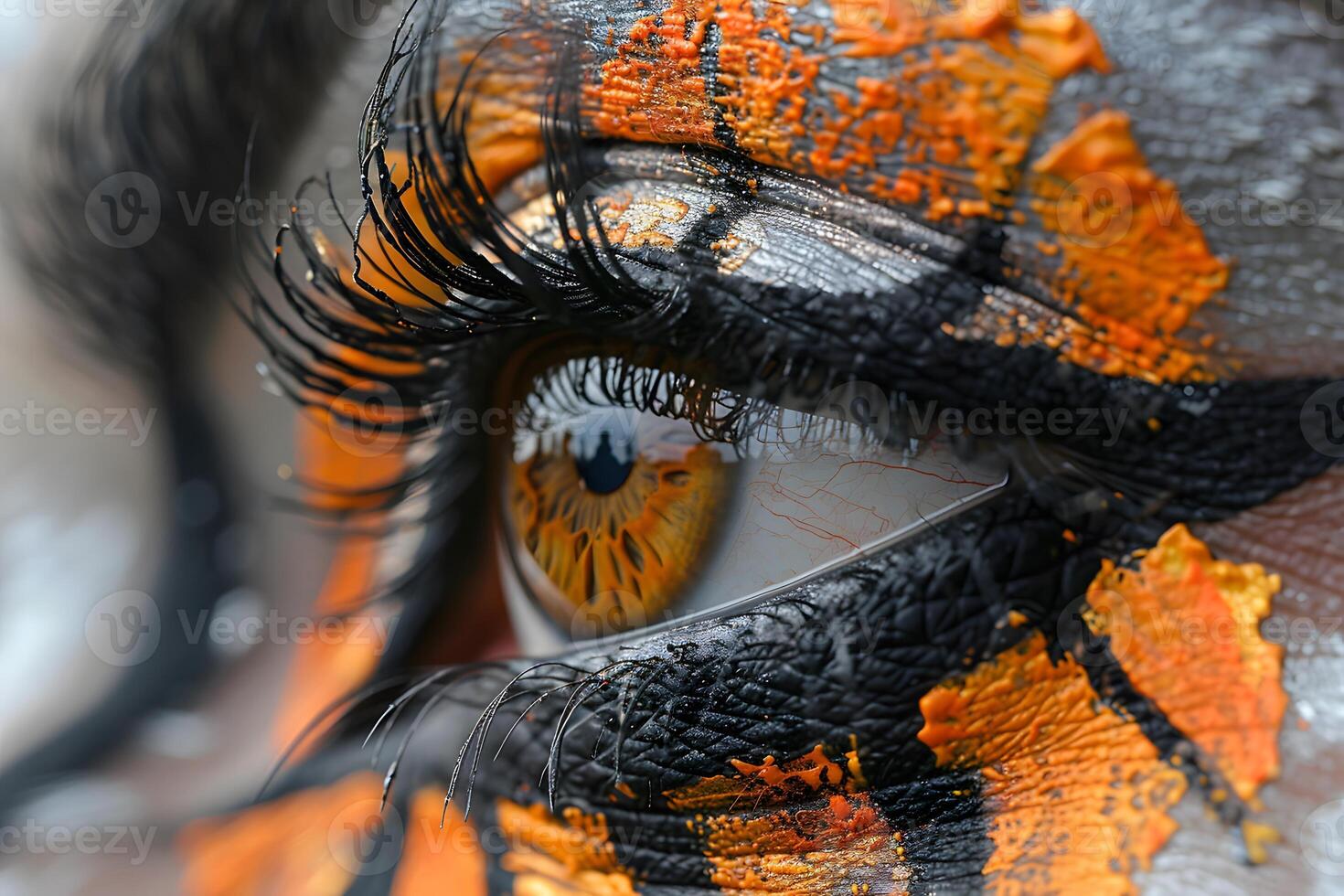Close-Up of Eye with Colorful Artistic Makeup Design for Creative Visual Art Projects photo