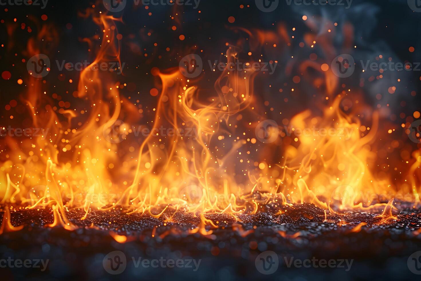 Dynamic Blaze with Glowing Embers and Flickering Flames for Fiery Atmosphere Scenes photo
