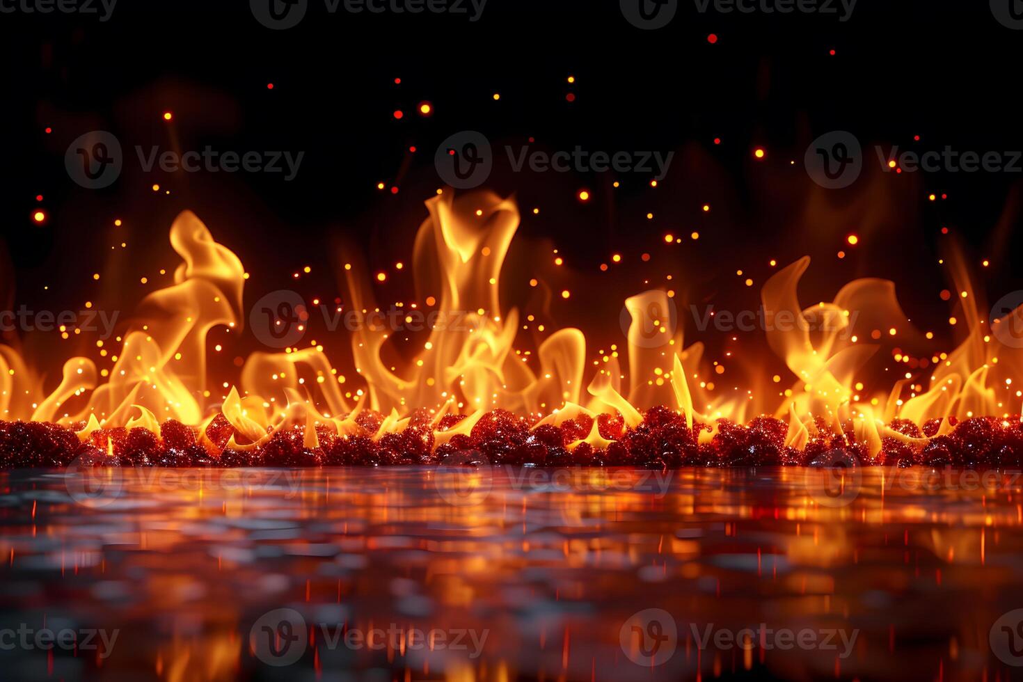 Dramatic Inferno with Reflective Surface for Fiery Design Concepts photo