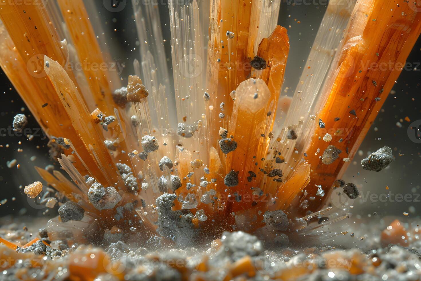 Radiant Crystal Explosion with Detailed Mineral Textures for Geological Exploration photo