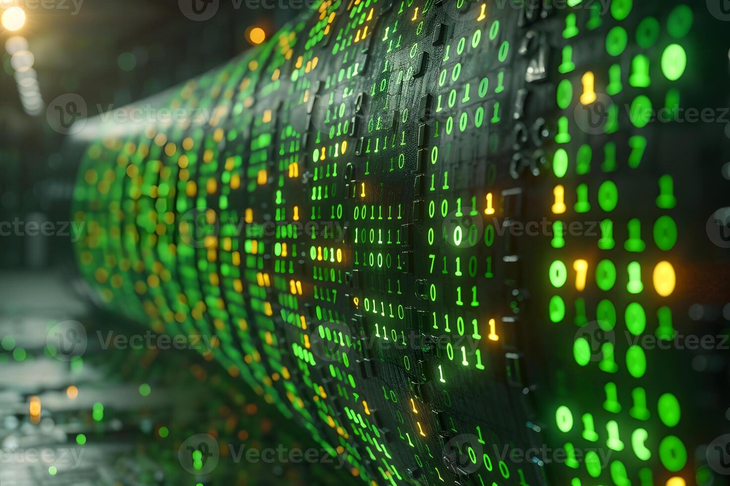 Futuristic Digital Data Stream with Binary Code for Technology and Innovation Concepts photo