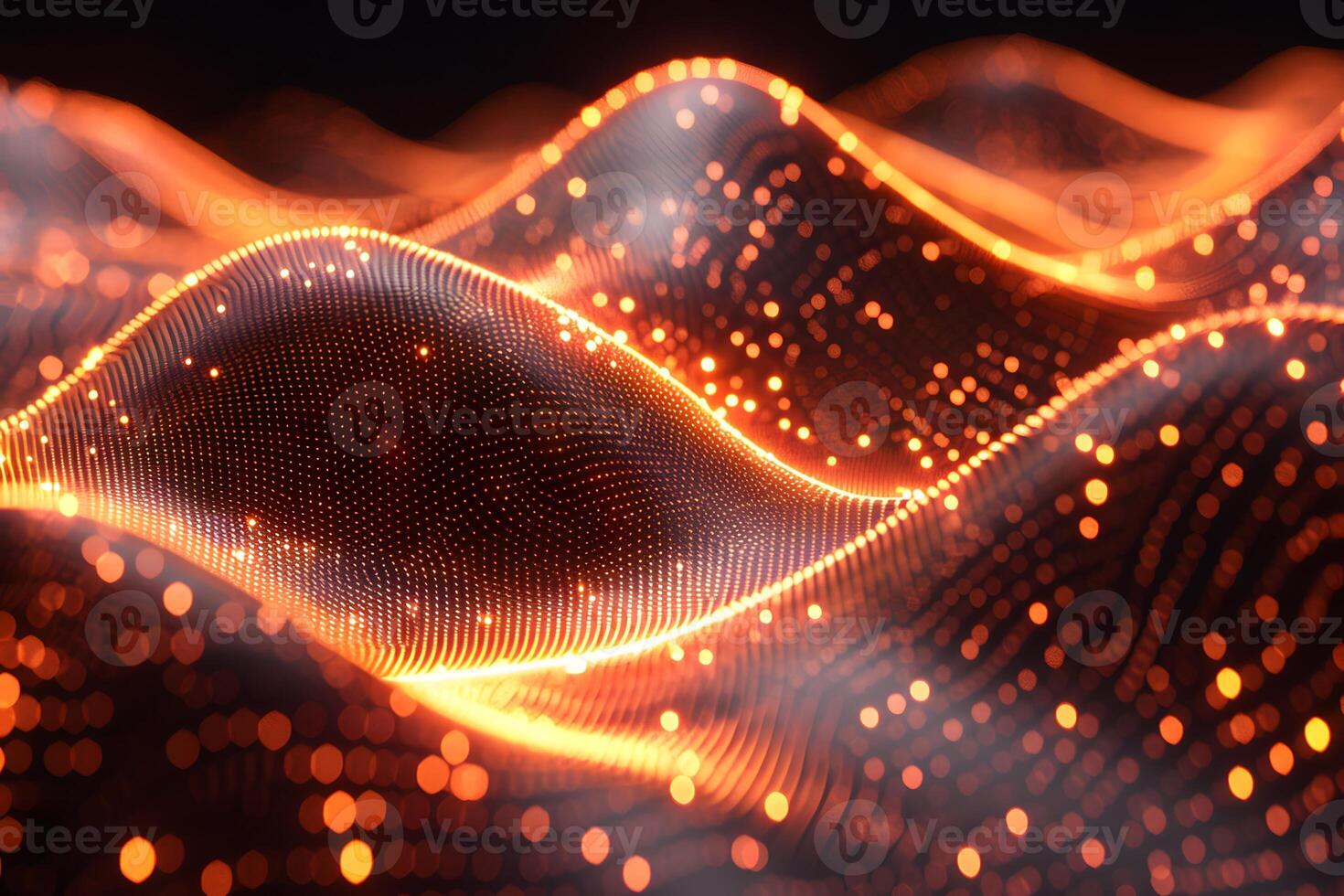 Abstract Glowing Waves with Dynamic Orange Lights for Modern Design photo