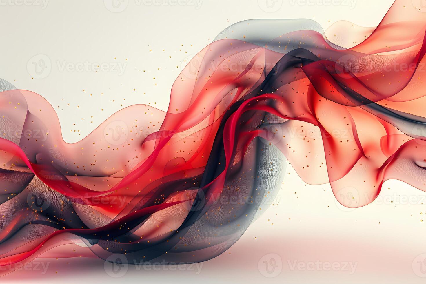 Abstract Red and Black Flowing Waves with Golden Particles for Modern Decor and Design photo