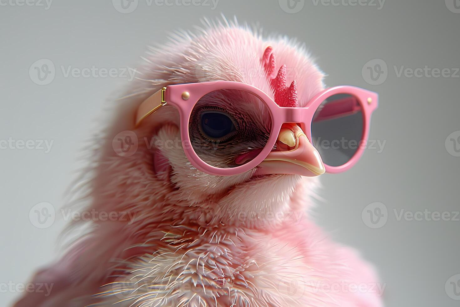 Stylish Chick in Pink Sunglasses Fashionable Bird Photography for Creative Design photo