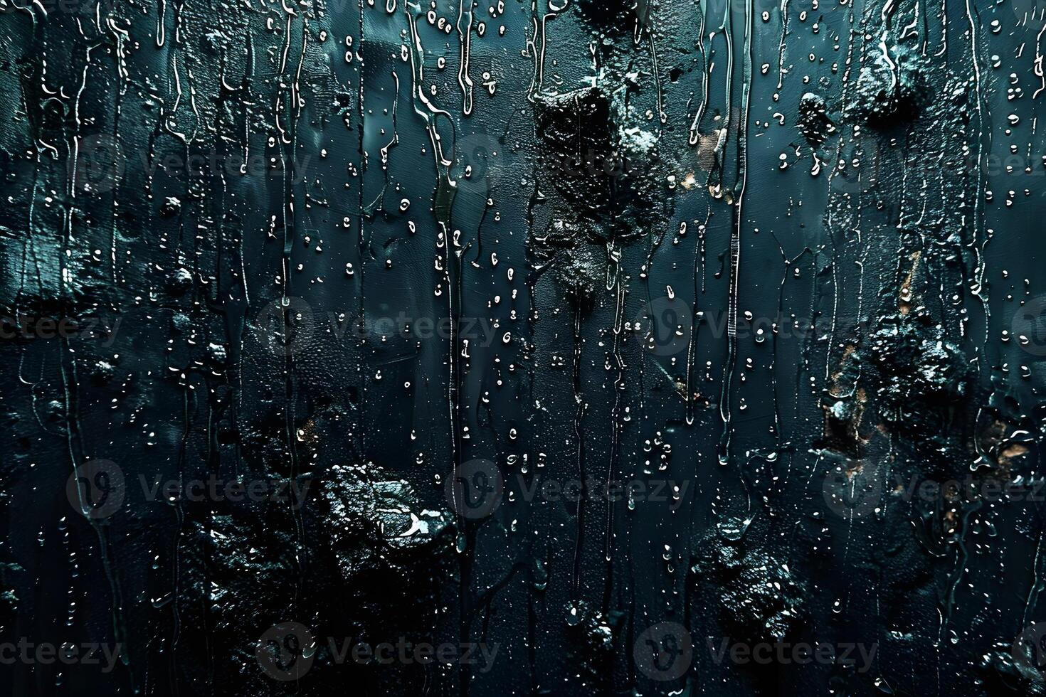 Textured Abstract Art with Dark Teal Paint Drips on Rough Surface photo