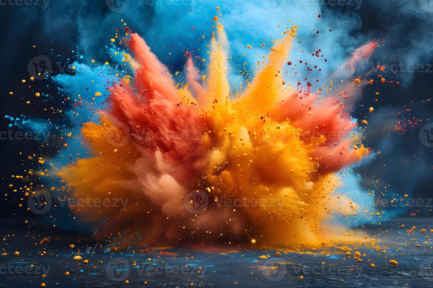 Vivid Explosion of Colorful Powder in Dynamic Motion Art photo