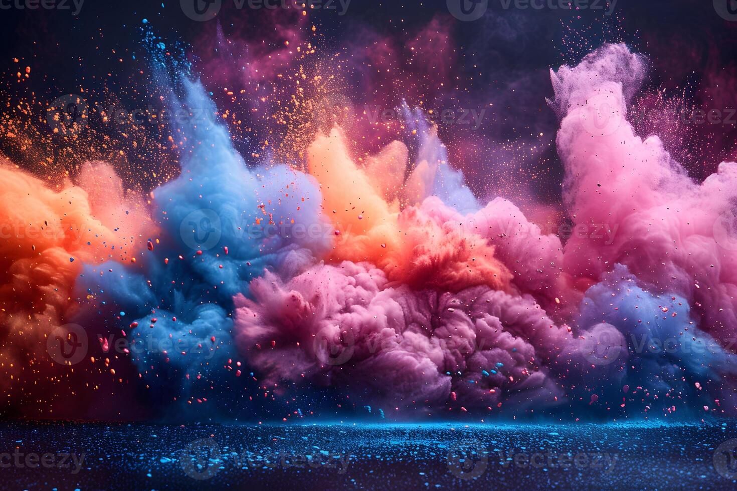 Vibrant Explosion of Colorful Powder Creating Dynamic Abstract Art photo