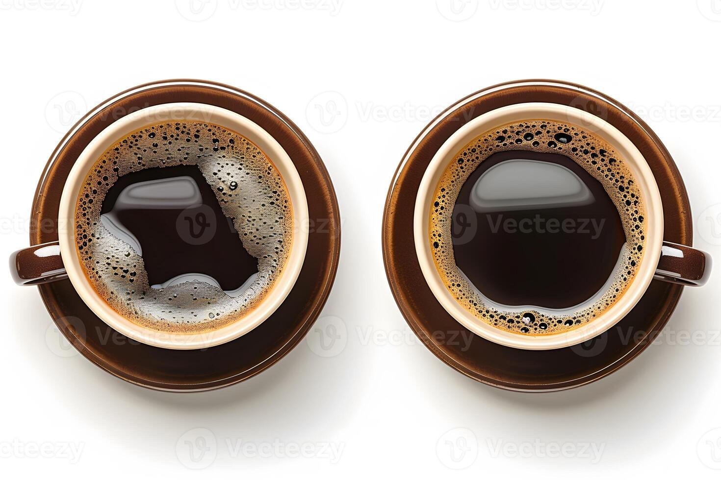 Top View of Two Coffee Cups on White Background for Cafe Menu Design photo