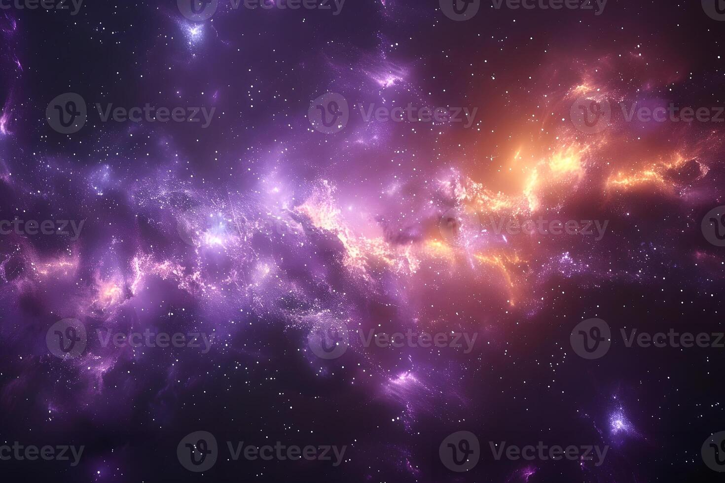 Cosmic Nebula with Vibrant Purple and Orange Hues in a Starry Universe photo