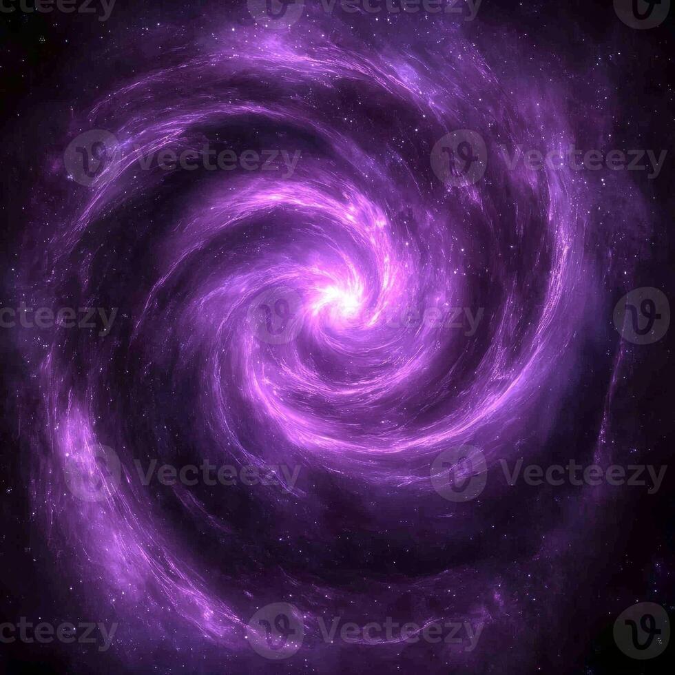 A mesmerizing display of swirling purple particles unfolds in a cosmic dance, emanating a soft glow against a dark backdrop, resembling a nebula filled with ethereal beauty. photo