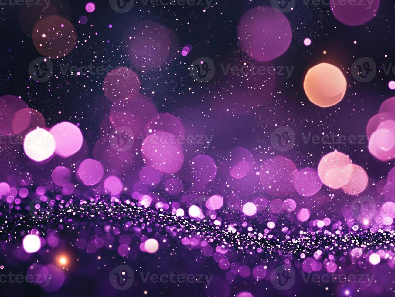 Small purple dots float chaotically against a dark background, glowing with varying intensity, creating a captivating cosmic atmosphere full of energy and intrigue. photo