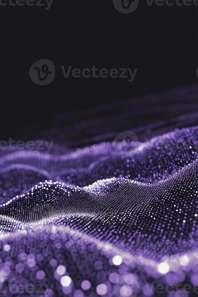 A mesmerizing arrangement of purple dots flows gracefully across a deep black backdrop, evoking a sense of motion and tranquility in a minimalist digital composition. photo