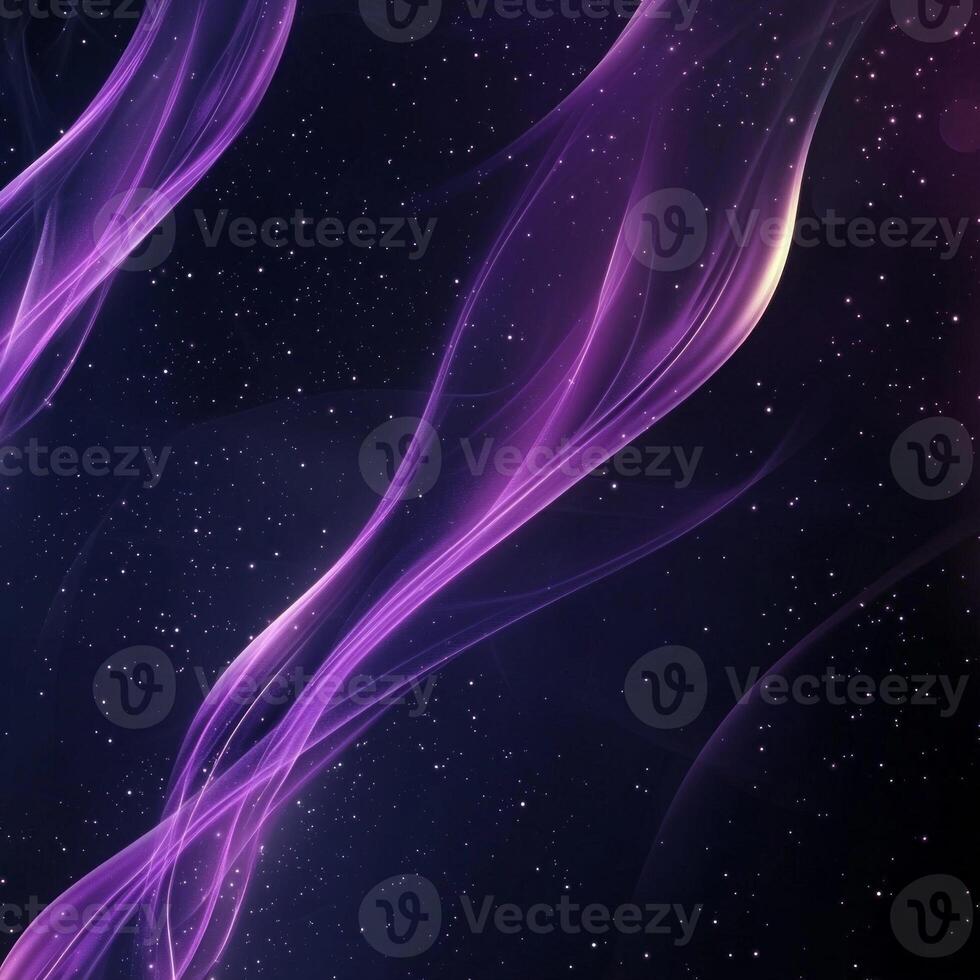 A mesmerizing display of swirling purple particles forms a nebula, glowing softly against a backdrop of endless black, evoking a sense of cosmic wonder and fluidity. photo