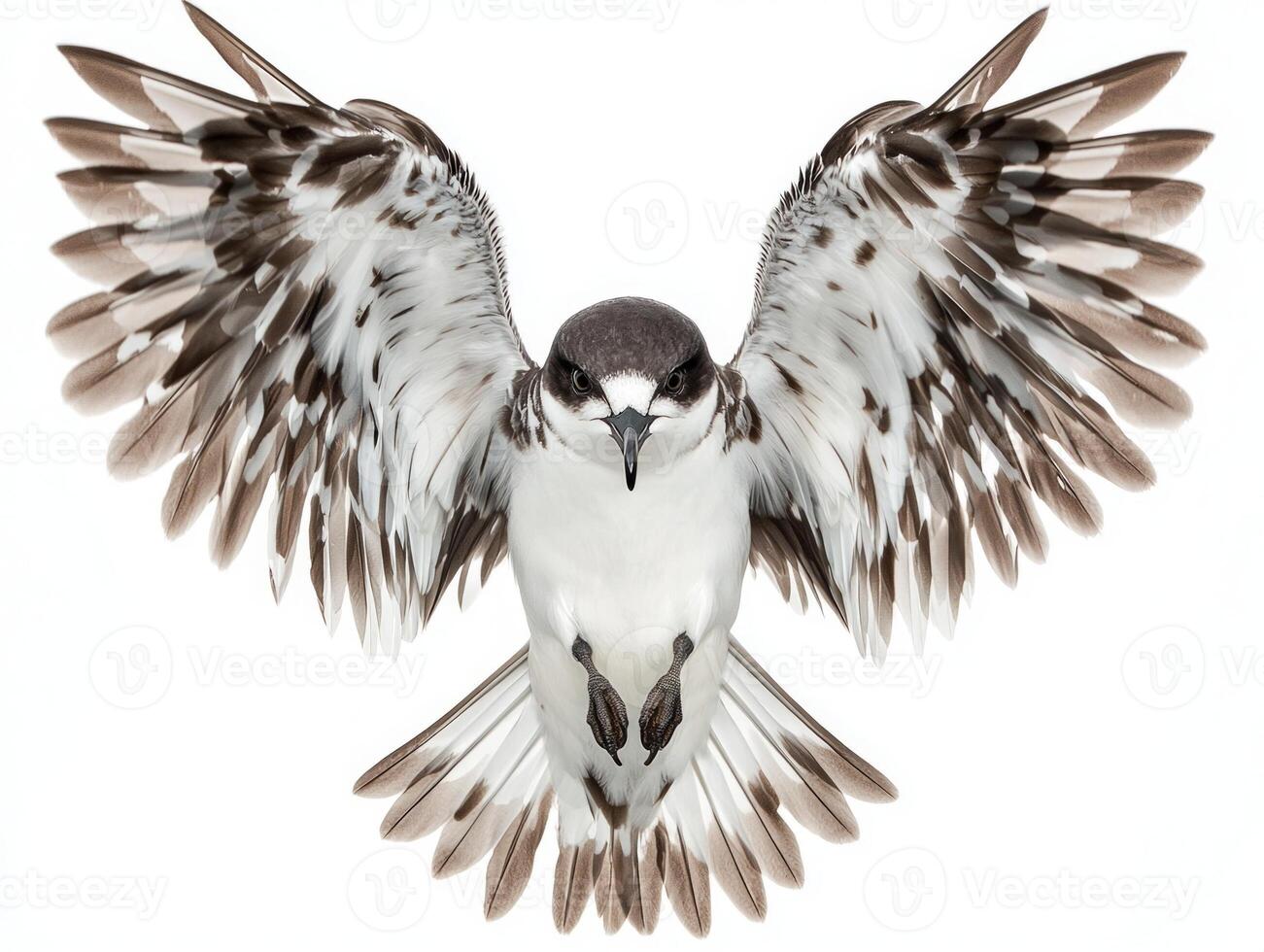 majestic black-capped petrel glides effortlessly, showcasing its stunning dark head and striking white body under a luminous backdrop, embodying freedom in flight. photo
