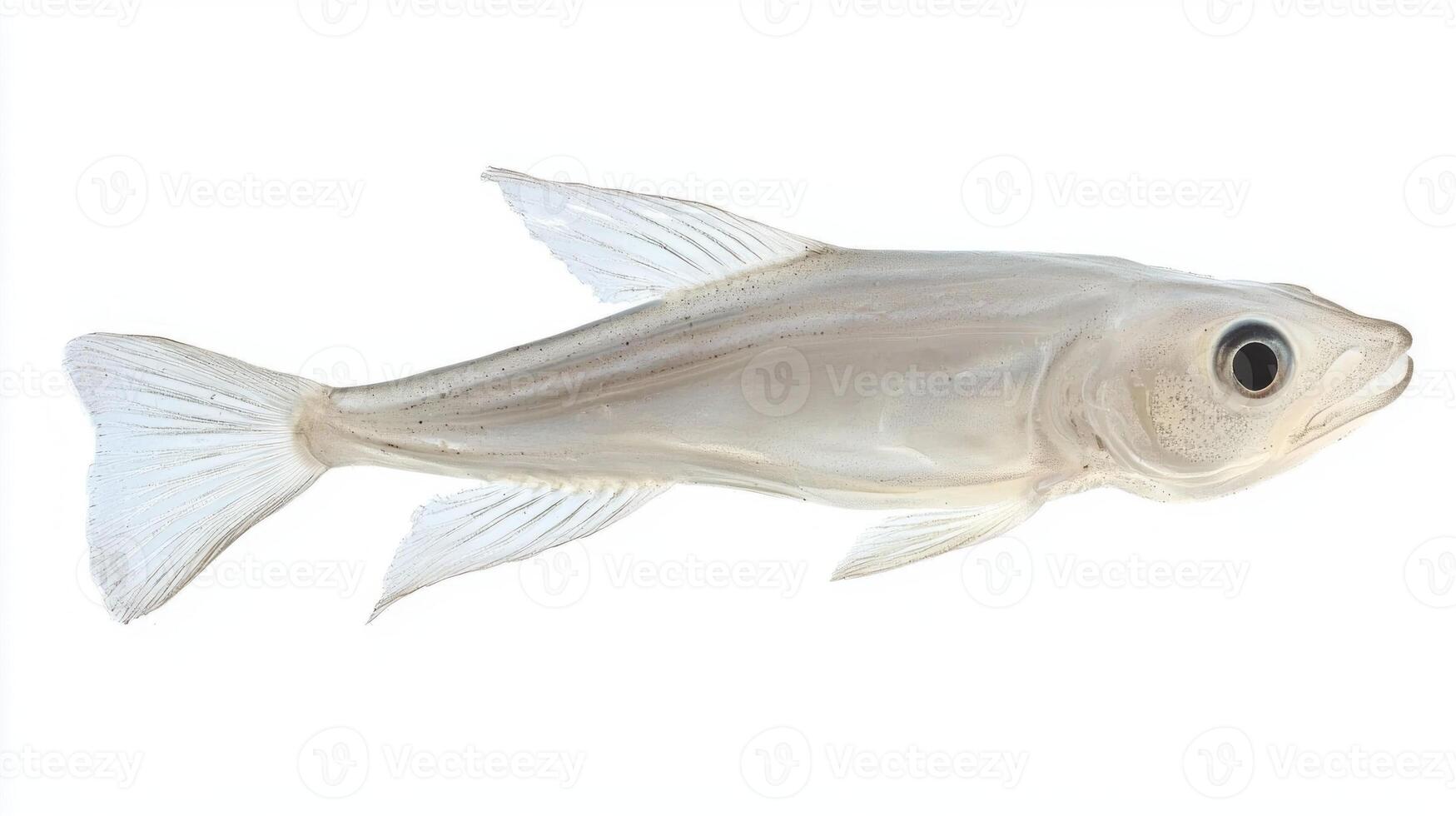 ghost knife fish showcases its elongated translucent body and fin structure while isolated on a white background highlighting its unique characteristics. photo