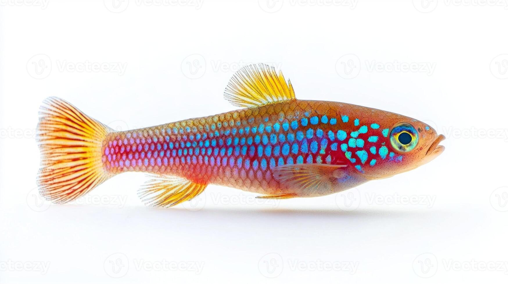 Killifish glides effortlessly through the water displaying its vivid colors and striking patterns. This species is known for its vibrant appearance and graceful movements. photo