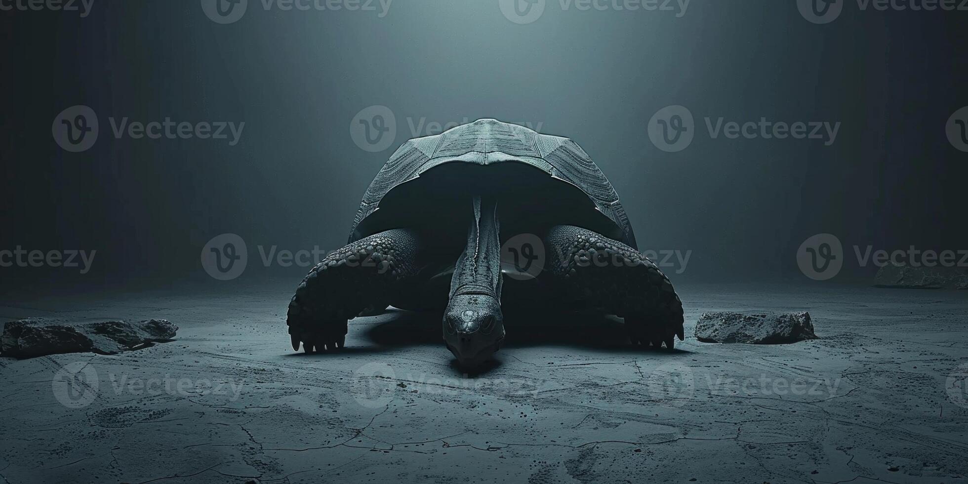 Desert Tortoise is captured in motion showcasing its unique domed shell and textured skin against a bright isolated background. The lighting emphasizes its natural features. photo