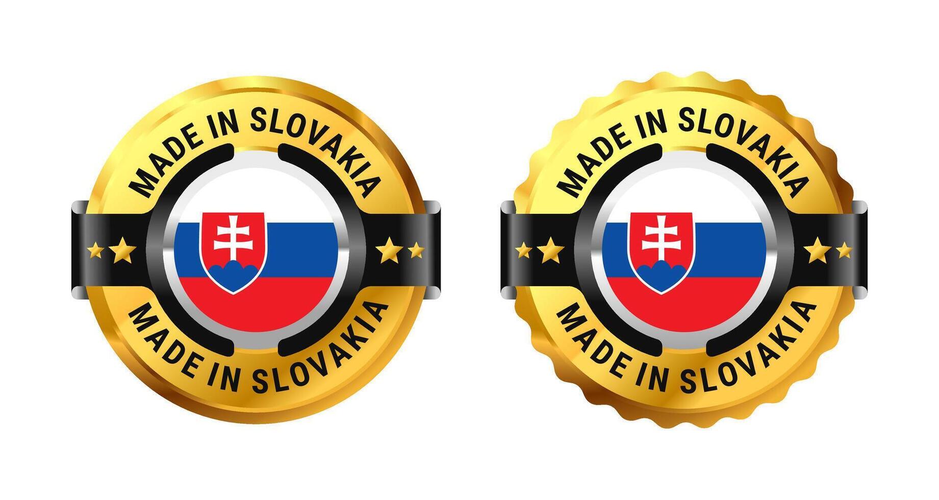 Made in Slovakia logo a gold circle with a picture of a flag in the middle. For icon, stamp, label, badge, mark, sign, symbol, etc. Modern and minimalist. Illustration vector