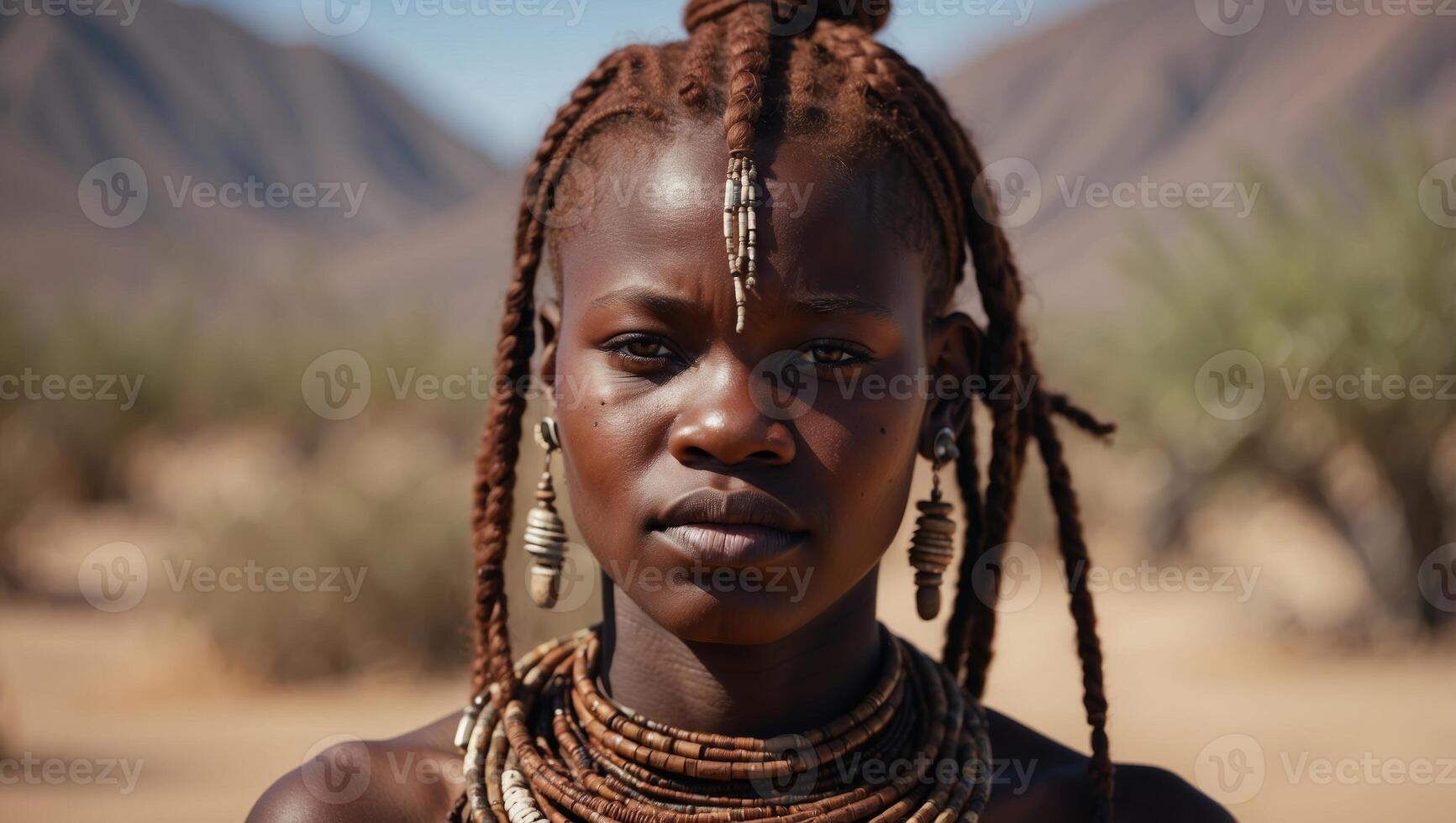 An african woman with dreadlocks and tribal jewelry photo