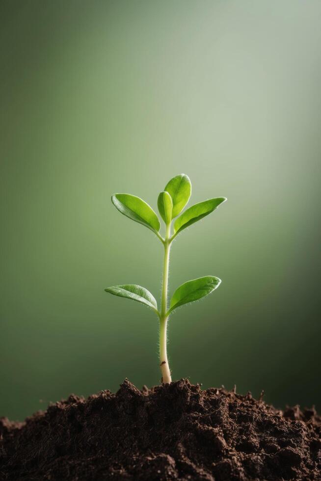 A young plant sprouting from the ground photo