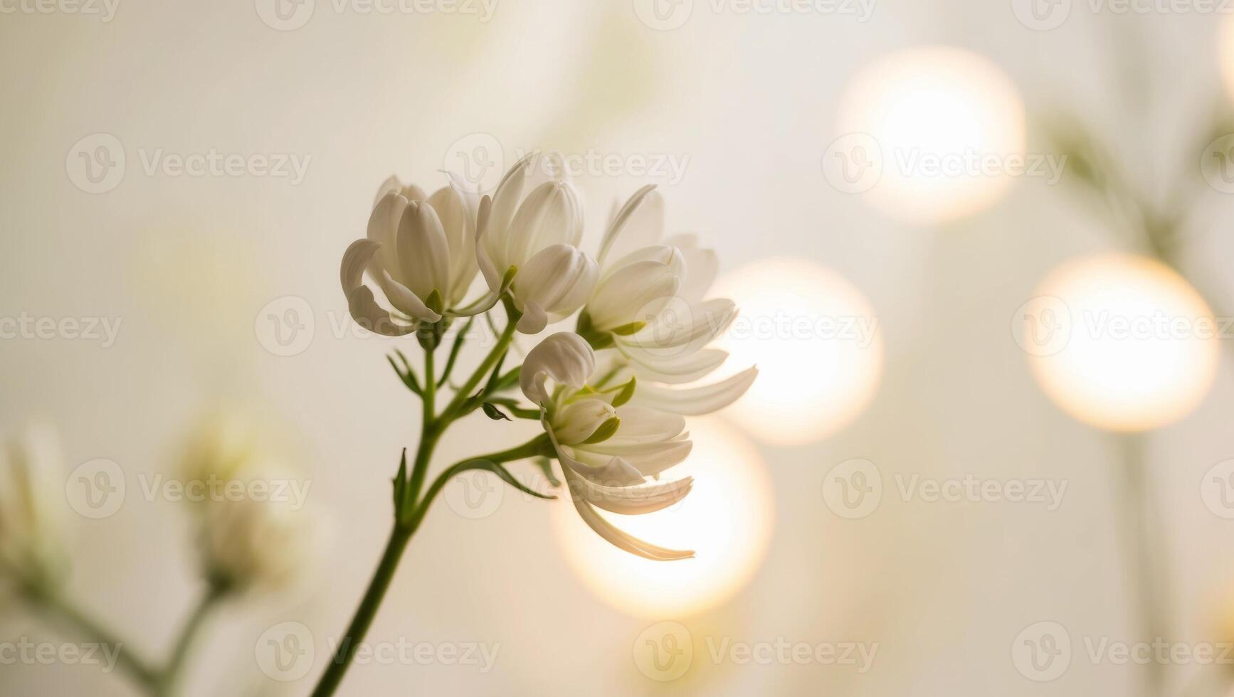 A tight shot of a flower cluster with softly blurred background lights. photo