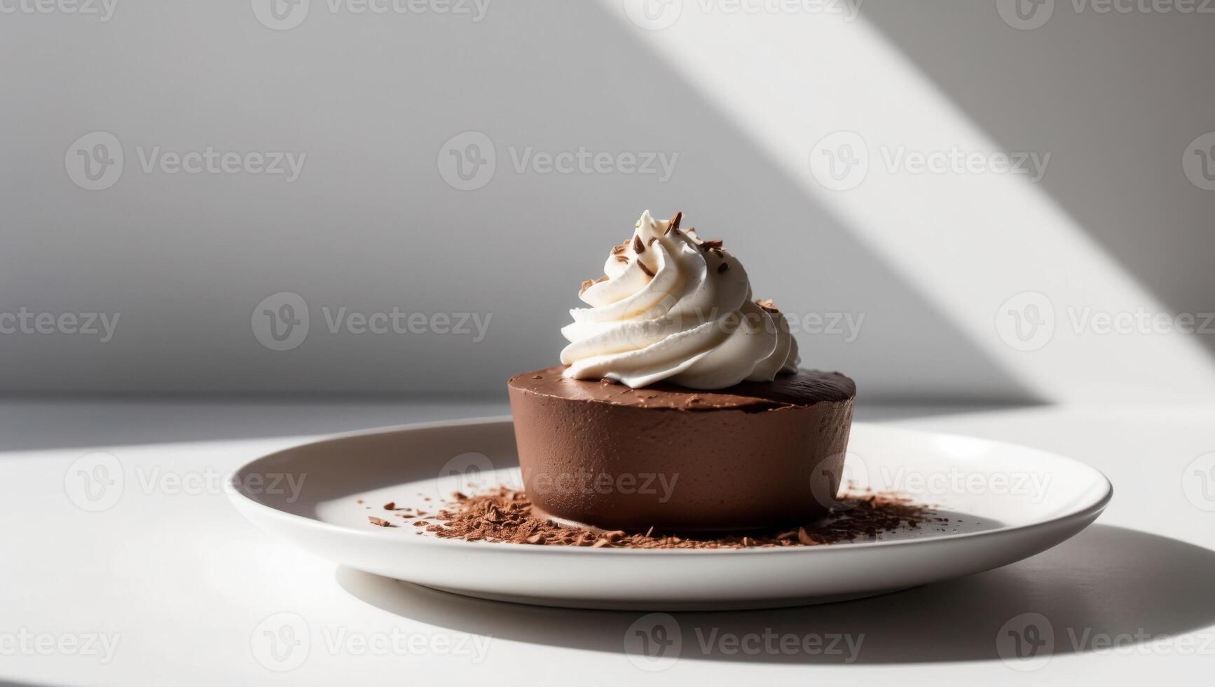 A chocolate dessert on a white plate photo