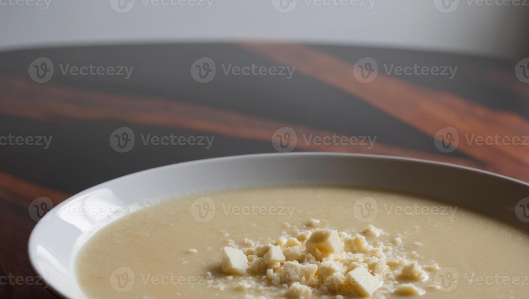 A bowl of soup with cheese on top photo