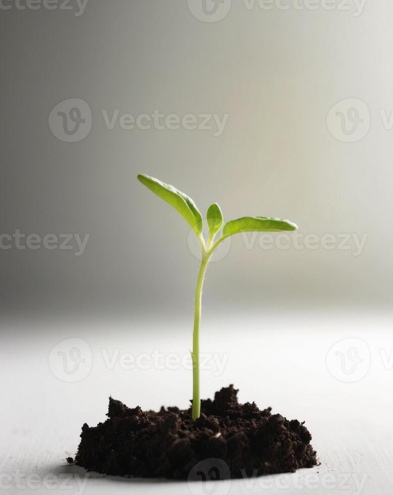 A small plant sprouting from the ground photo