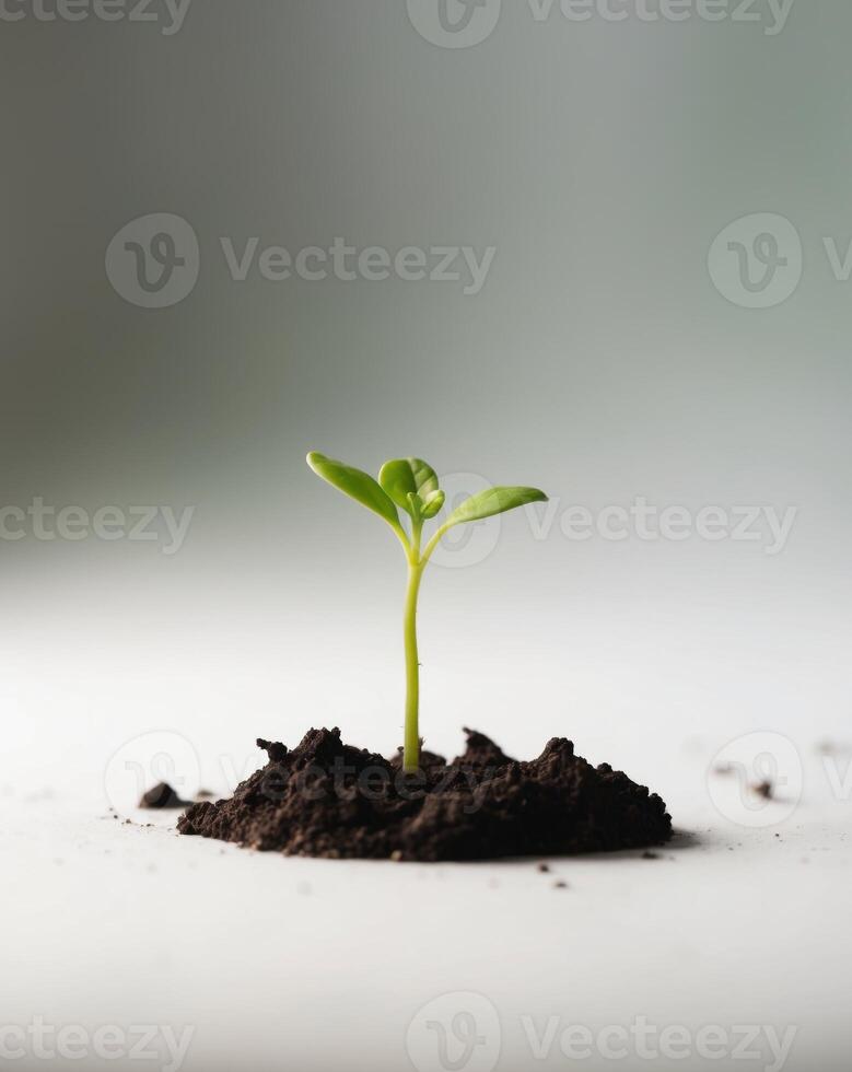 A small plant sprouting from the ground photo