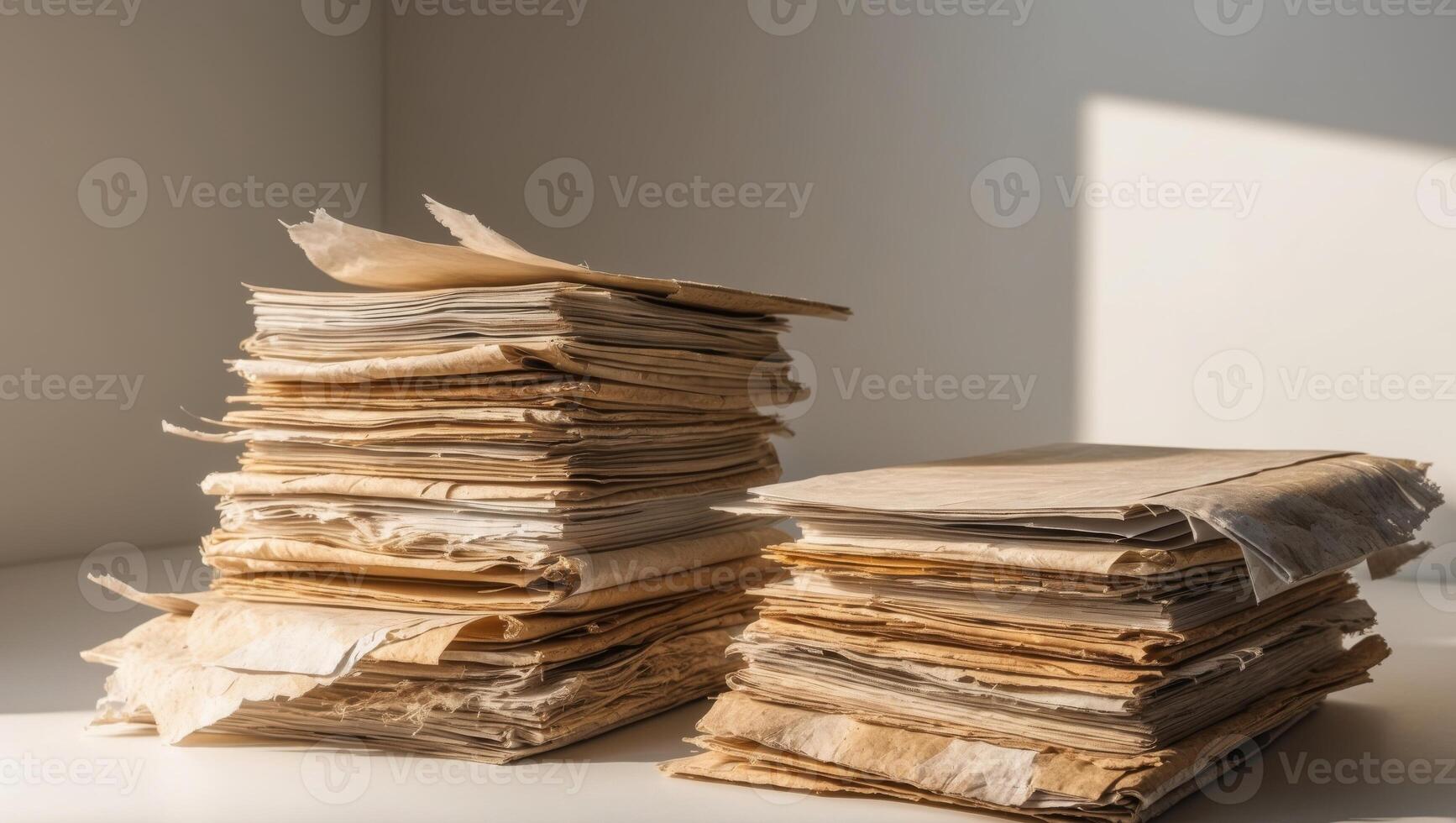 A stack of old documents on a table photo